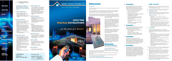 bi-fold A3 brochure advertising smart house technology