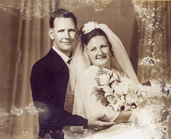 damaged wedding photo for restoring