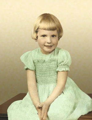 badly torn, mildewed and faded portrait photo restored