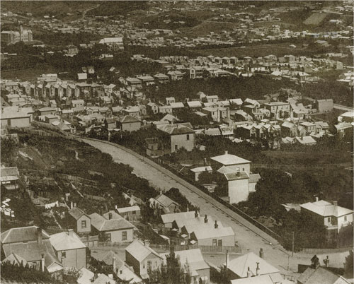enlarged detail from restored cityscape photo
